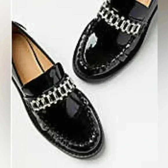 LOFT Women’s Crystal Black Patent Loafers Beautifuly Crystal Embellished Size 6M - Picture 8 of 15